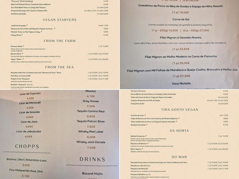 Restaurante Capim Dourado Menu