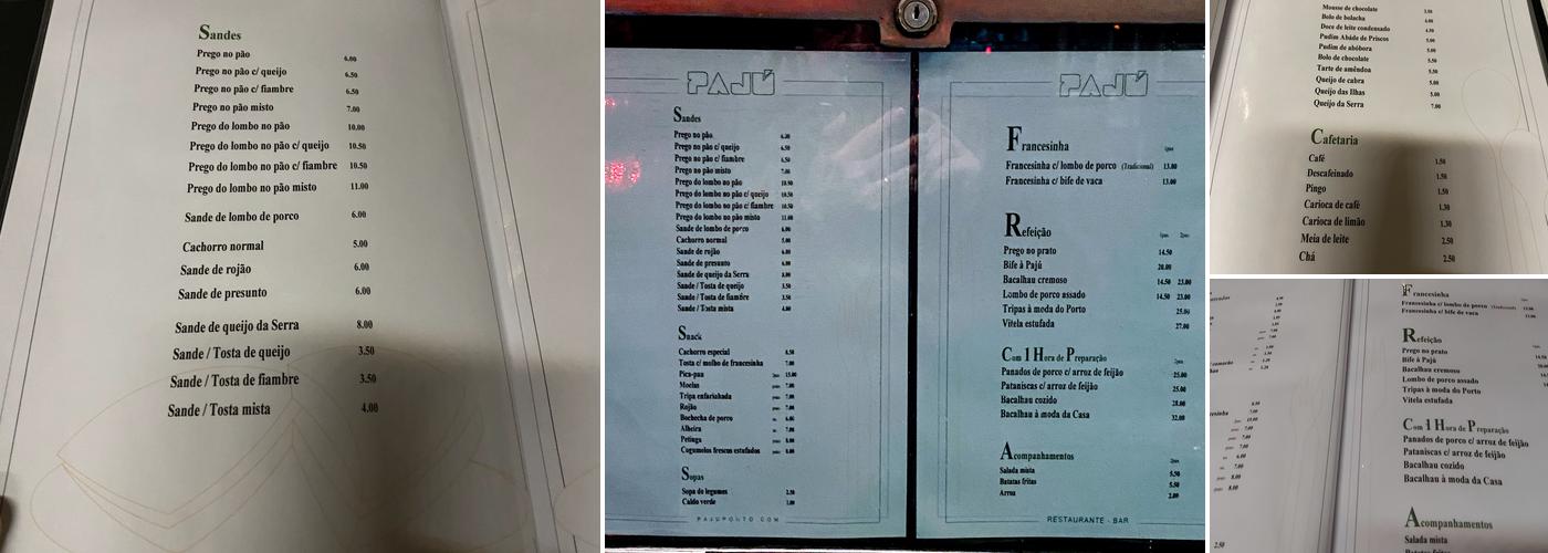 PAJÚ Menu