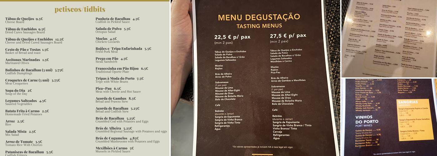 Casa do Carmo Menu