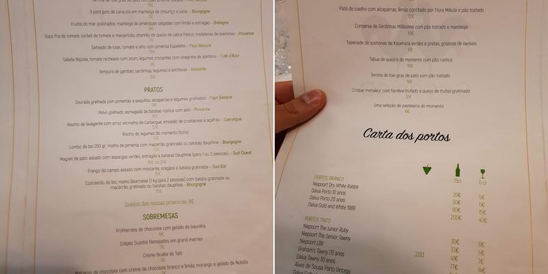 Bar lounge Nouvelle Vague Menu