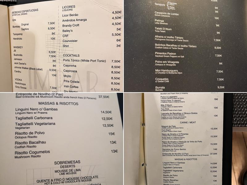 Impar Flores Menu