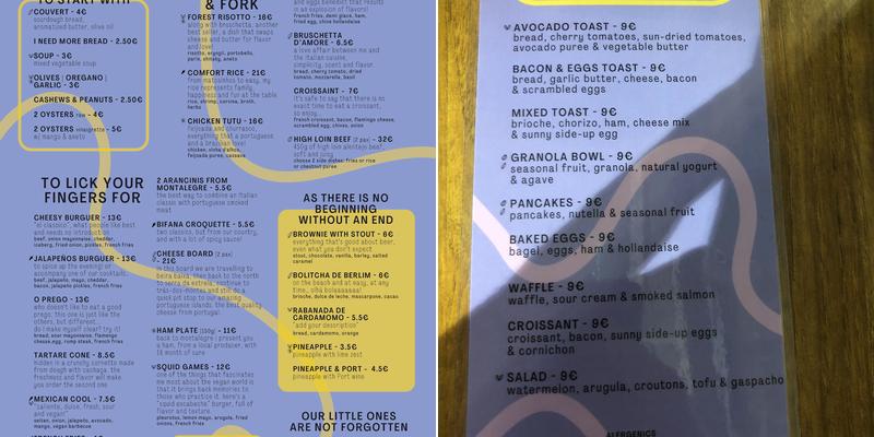 Easy at Selina Porto Menu