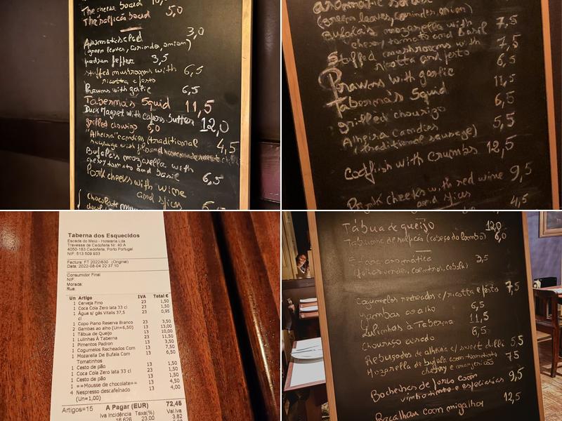 Taberna dos Esquecidos Menu