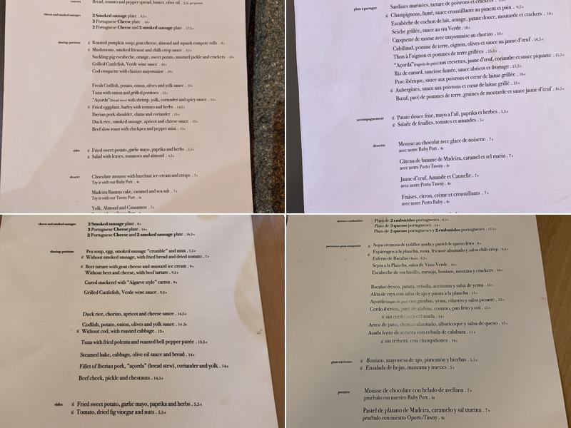 Muro do Bacalhau Menu