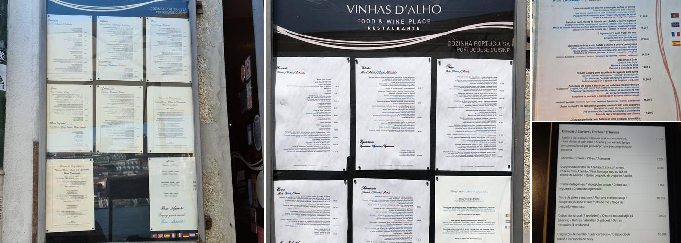 Vinhas d'Alho Menu