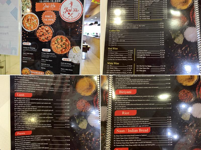 Jai Ho Indian Restaurant Menu