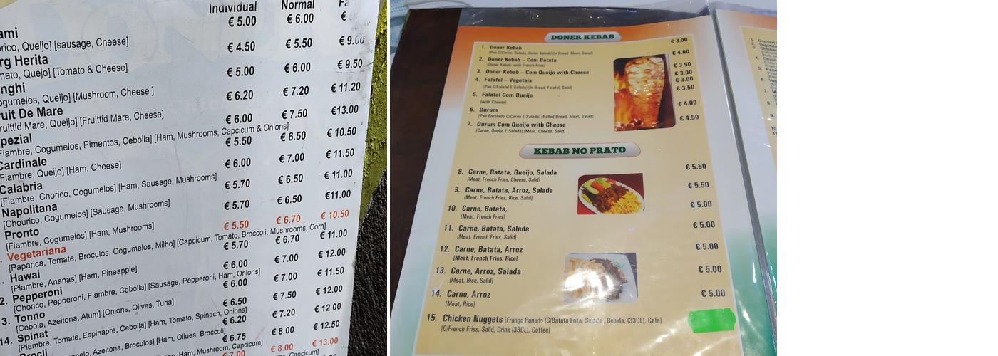 O Indiano Menu