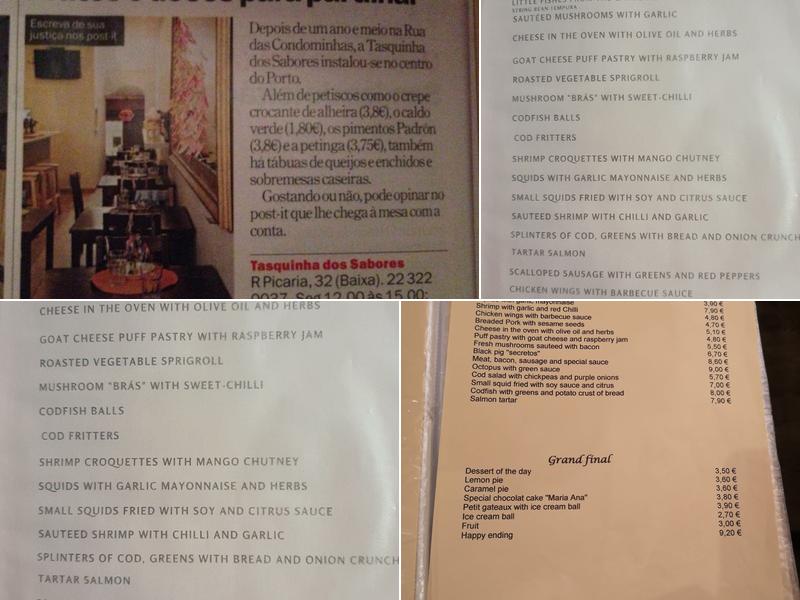 Tasquinha Dos Sabores Menu