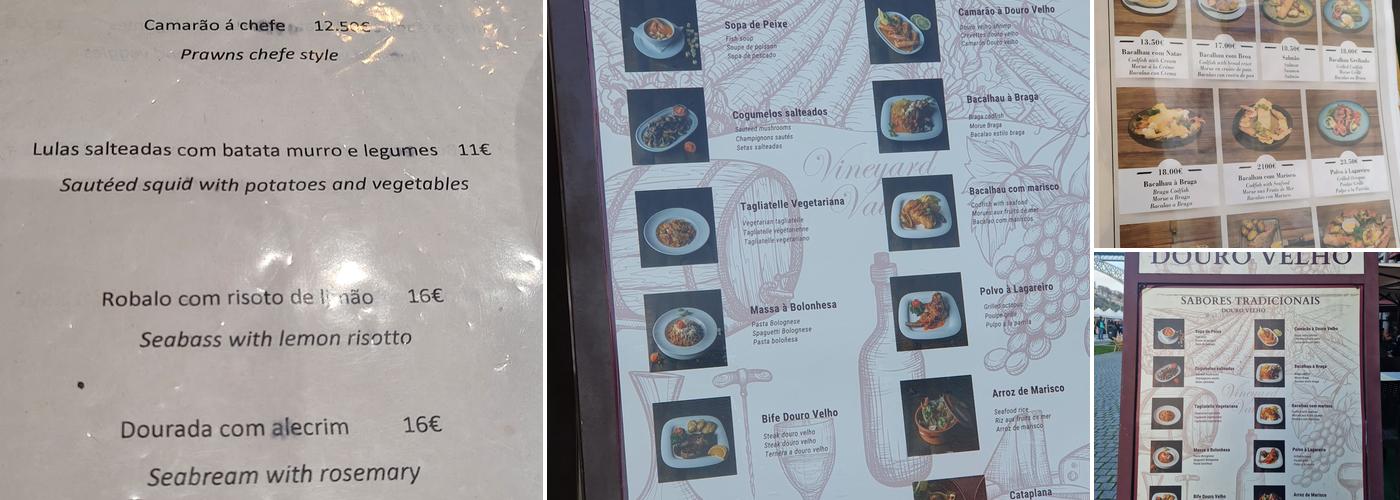 Douro Velho Menu