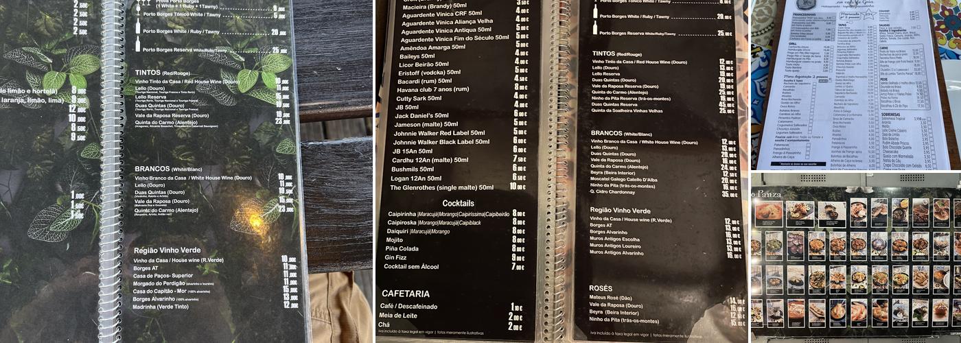 Sancho Panza...no Cais de Gaia Menu