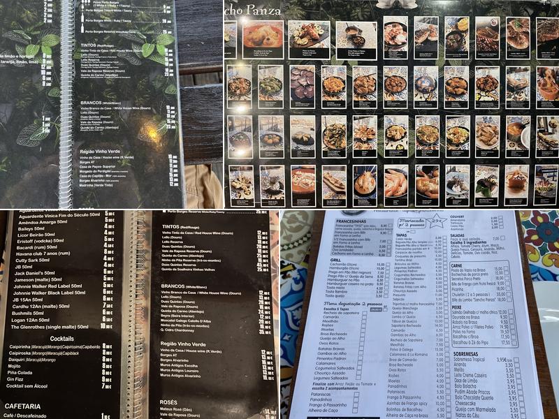 Sancho Panza...no Cais de Gaia Menu