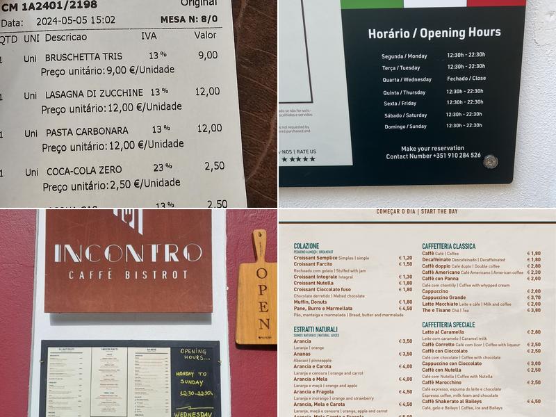 Incontro Caffè Bistrot Menu