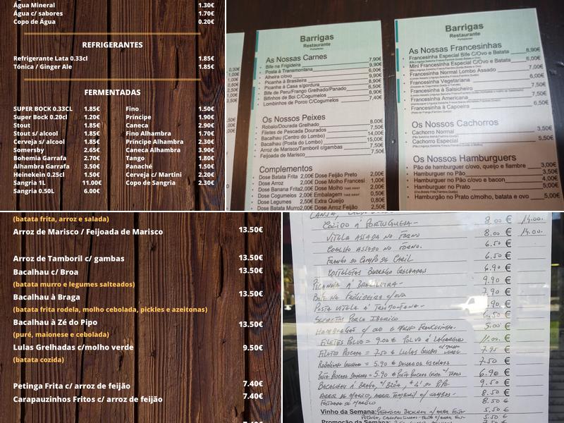 Barrigas Porto-Antas Menu