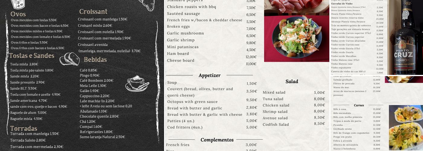 Café Avenida Menu