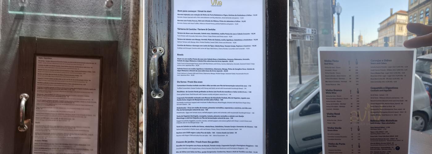 Viva Creative Kitchen Menu