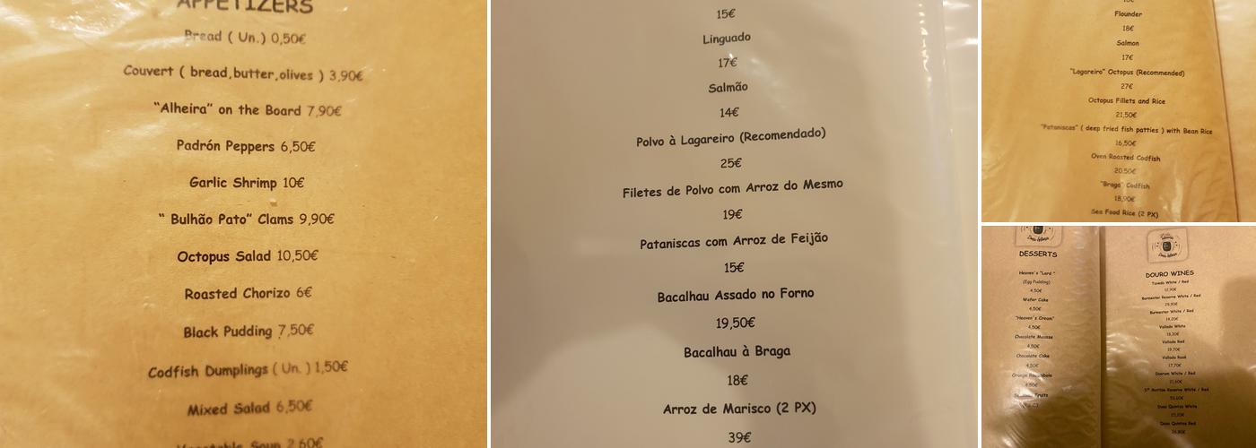 Taberna Dona Antonia Menu