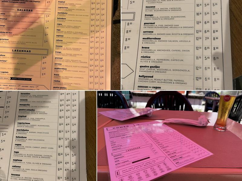 Tarantino Pizza Restaurant (Pizzaria Tarantino) Menu