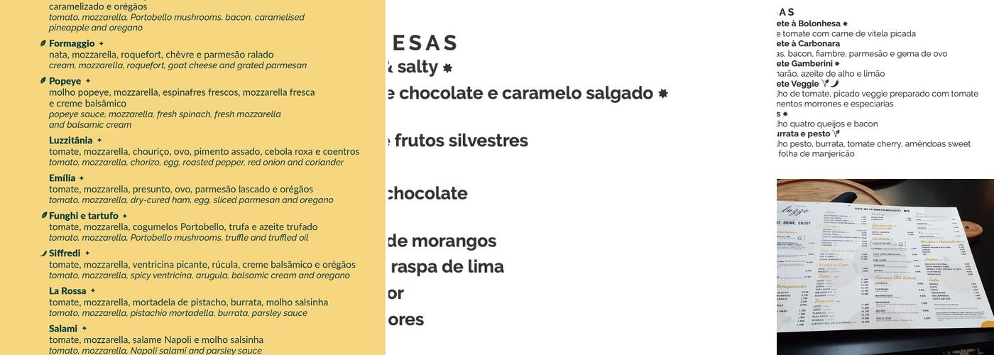 Luzzo Pizzaria (Pizzaria Luzzo) Menu