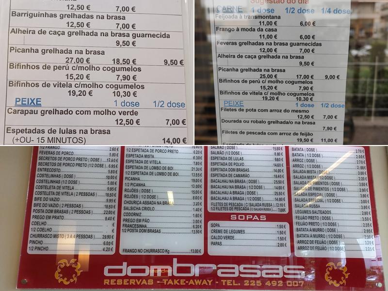 Dom Brasas Menu