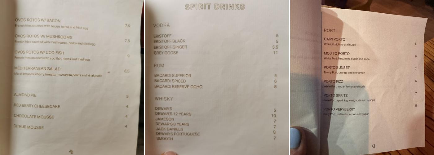 The 41 Bar Menu