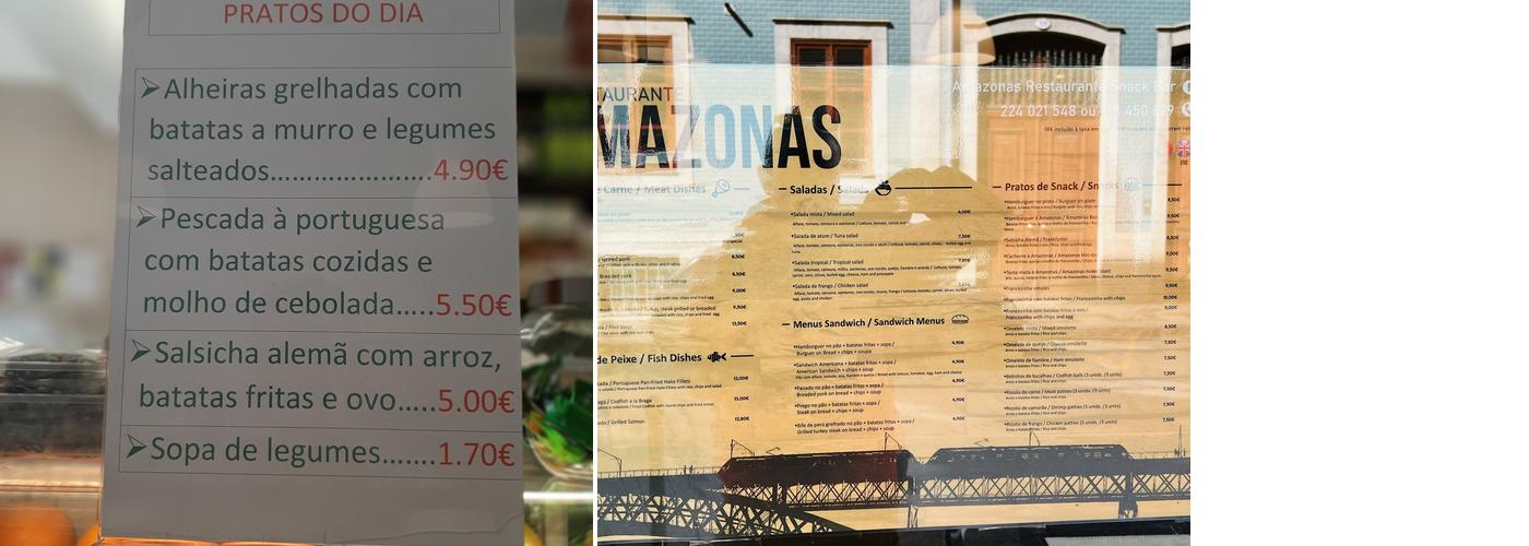 Amazonas Menu