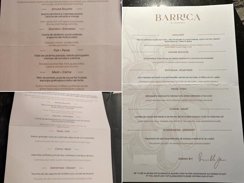 Barrica by YoursPorto Menu