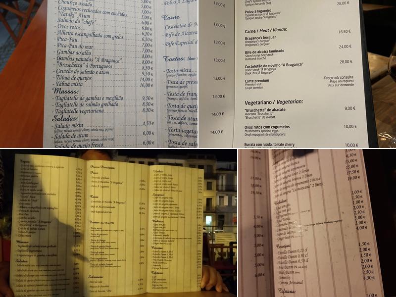 Cantinho dos Bragança - Tapas Menu