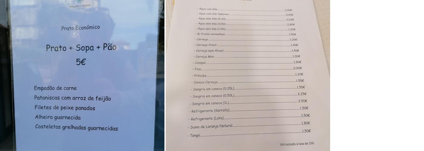 Pedaços de Charme Menu