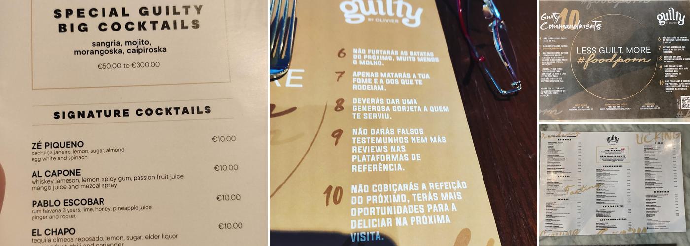 Guilty by Olivier, Porto Menu