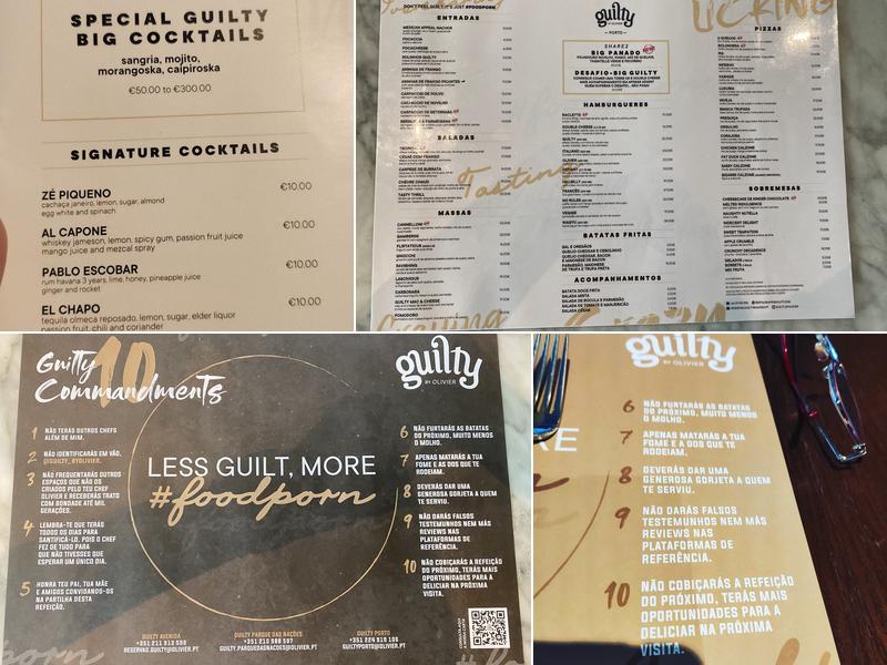 Guilty by Olivier, Porto Menu