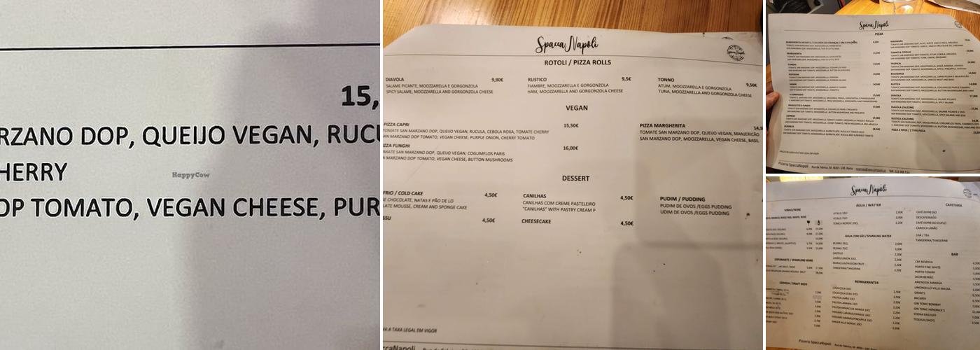 SpaccaNapoli Porto Menu