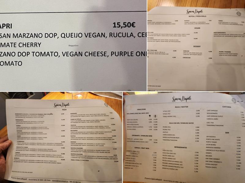SpaccaNapoli Porto Menu