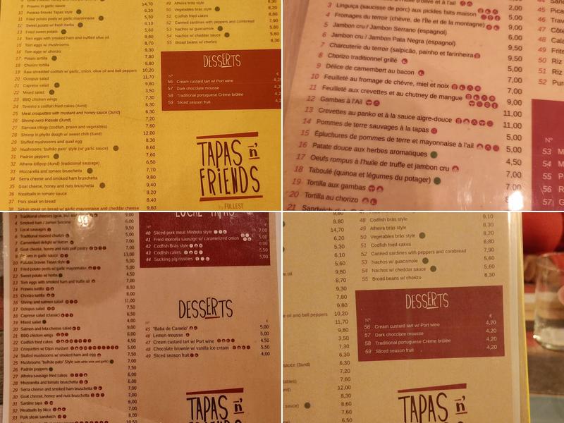 Tapas N'Friends Coliseu Menu