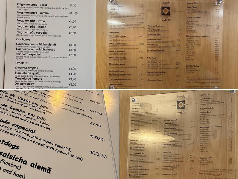 Francesinha Café Menu