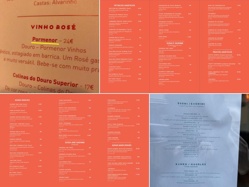 Taberna Asiática Menu