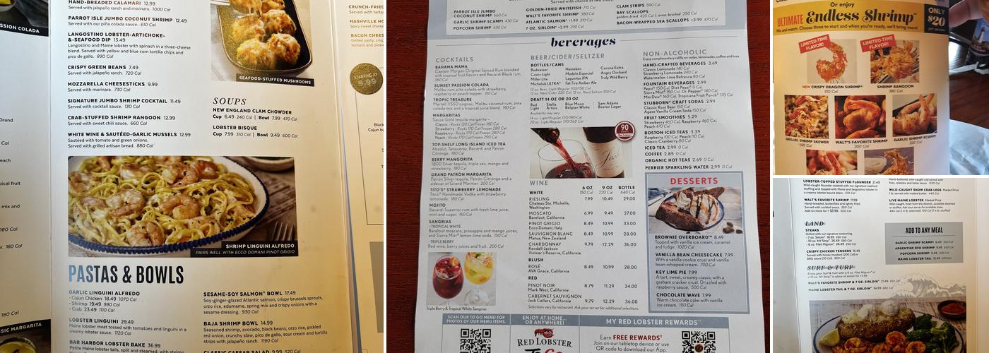 Red Lobster Menu