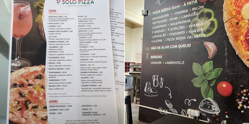 Solo Pizza Porto Menu