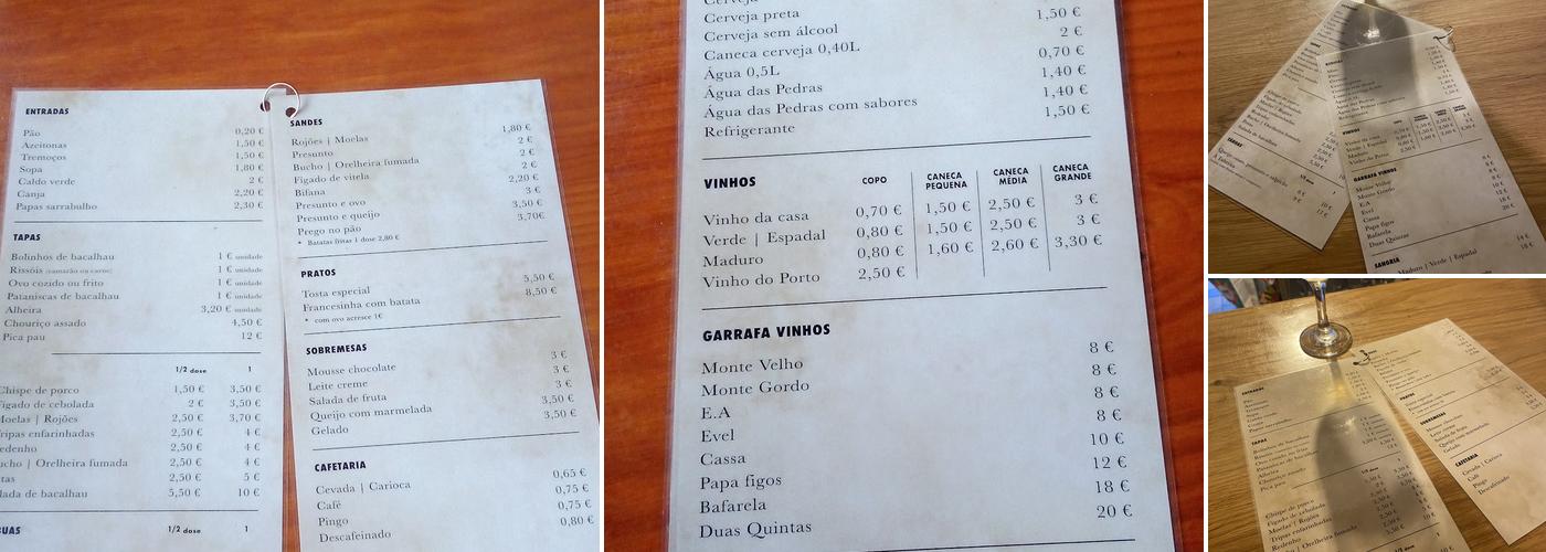 Taberna d'Aldeia Menu