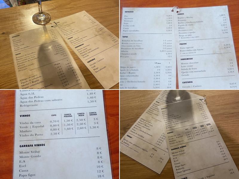 Taberna d'Aldeia Menu