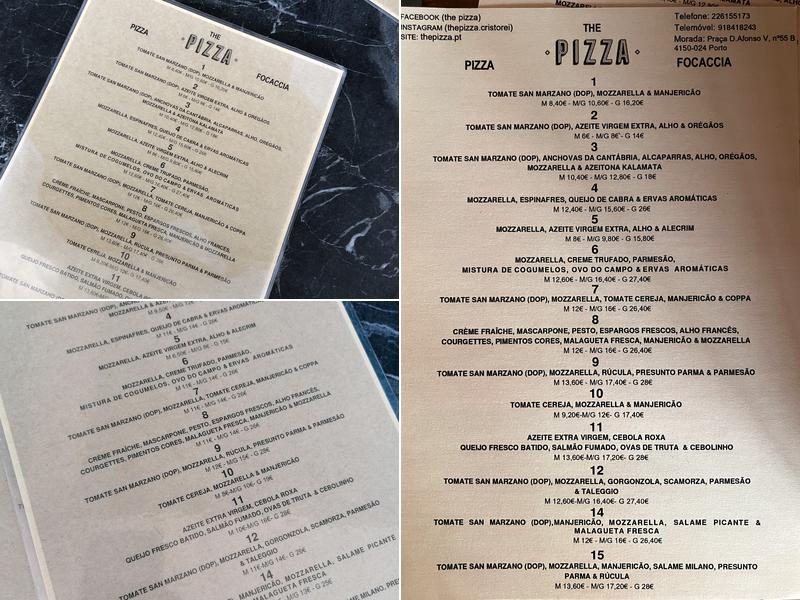 The Pizza Menu
