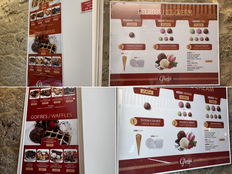 Glanni - Portuguese Ice Cream Menu