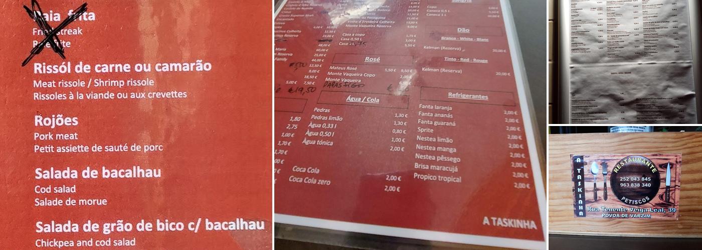 A Taskinha Menu