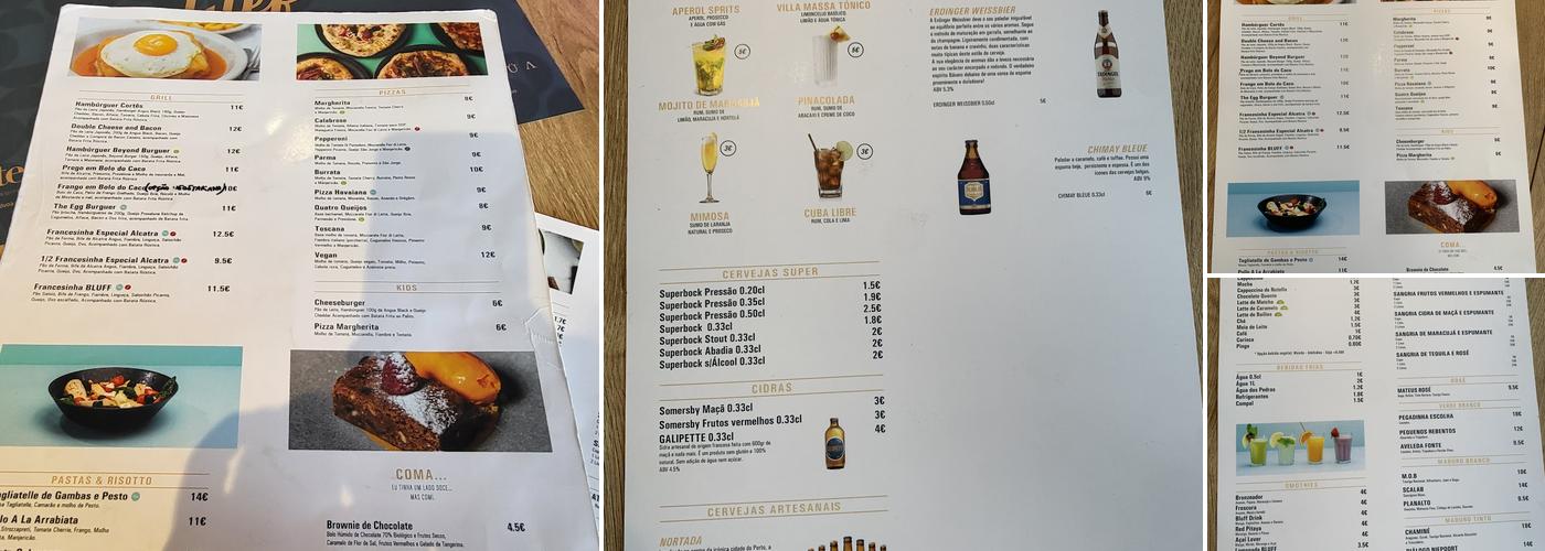 Bluff - Honest food Menu