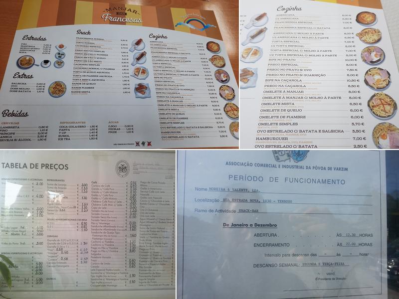 Restaurante Manjar das Francesas Menu