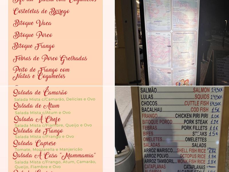 Pizzaria Mamma Mia Menu