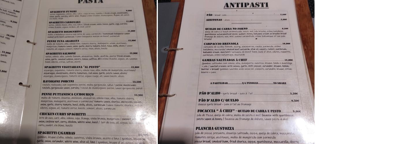 GUSTO'ZZA Menu