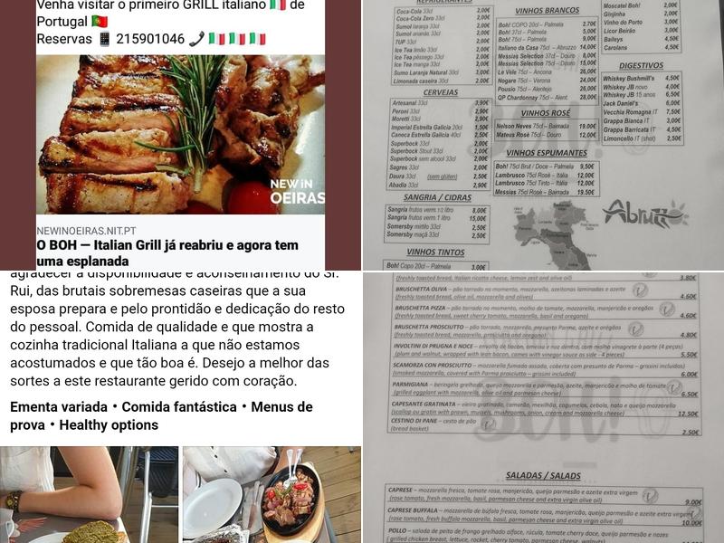 Boh! Italian Grill Menu