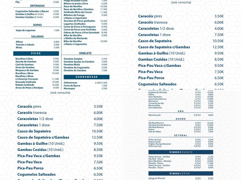 Maravilhas A Mesa (Maravilhas À Mesa) Menu