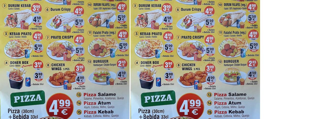 Gold pizza e kebab Menu