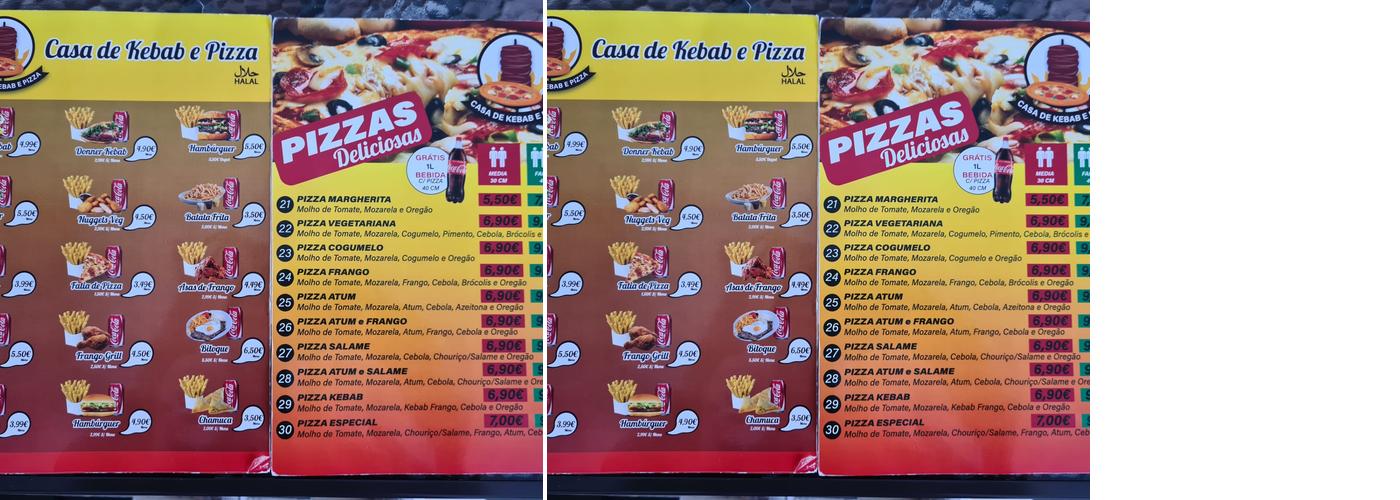 Casa de Kebab e Pizza Menu